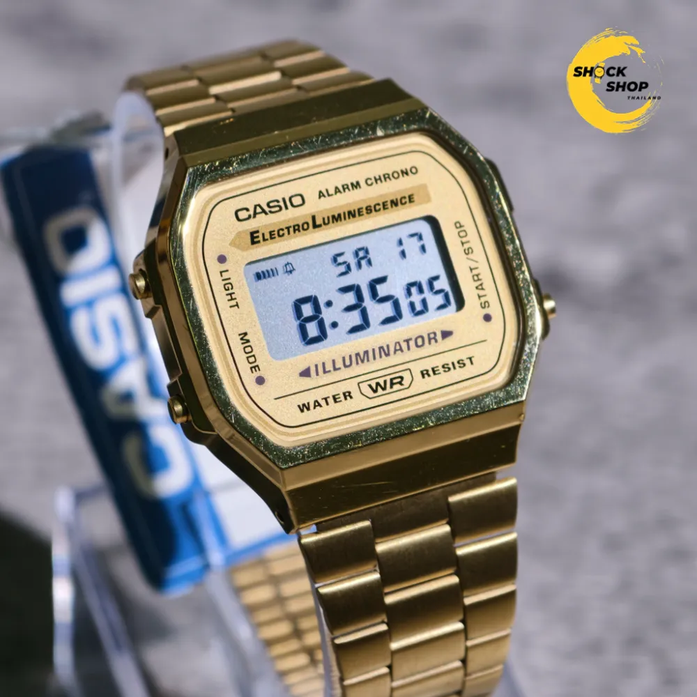 CASIO นาฬิกาข้อมือดิจิตอล มือสอง ของแท้ รุ่น A168WG-9W คาสิโอ